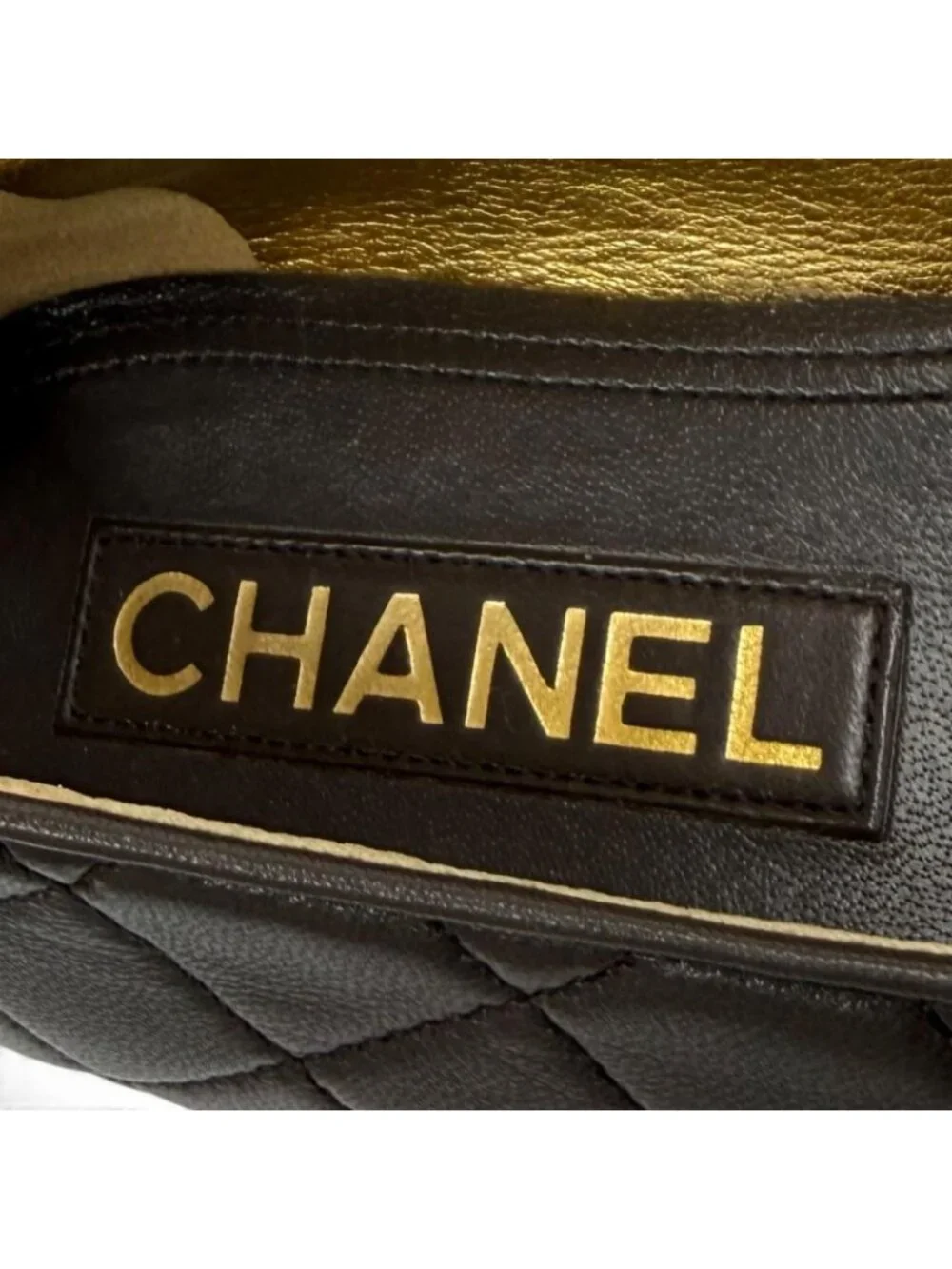 Chanel Ballerina CC Logo Quilted Ballet Shoes Brown Gold